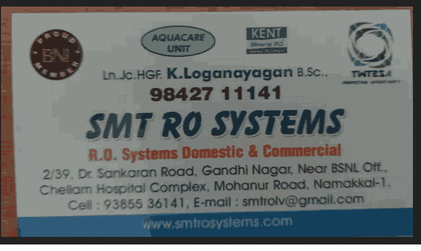 SMT System 25 LPH & 50 LPH RO Plant in Namakkal